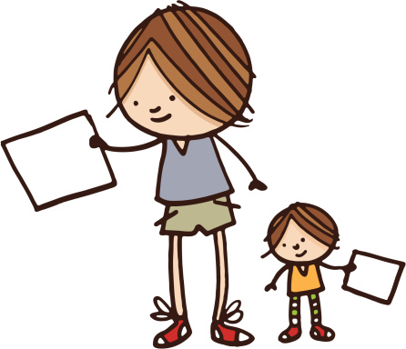 Boy and Little sister holding blank paper