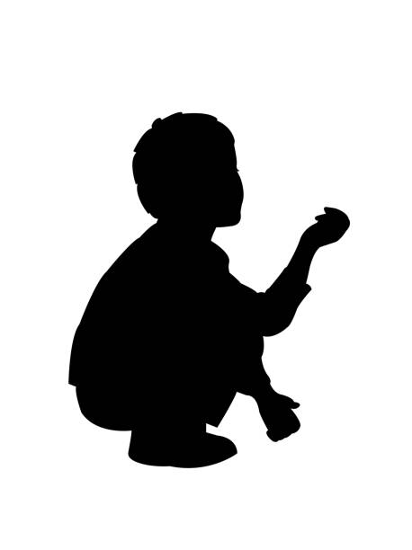 A boy body, silhouette vecto A boy body, silhouette vecto looking up stock illustrations