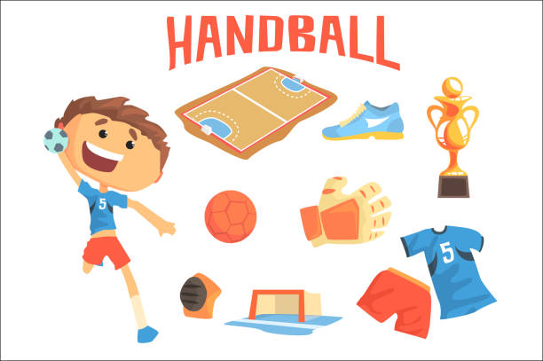 男孩手球運動員,兒童未來夢想職業運動職業插圖與職業物件相關 - 手球 幅插畫檔、美工圖案、卡通及圖標