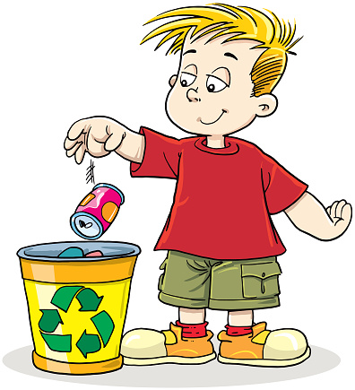 boy recycling can