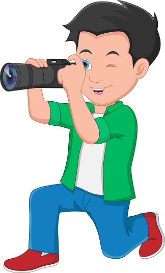 boy shooting photo with camera