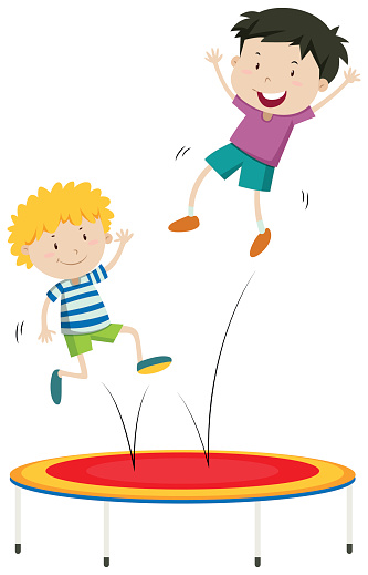 Boys Jumping On Trampoline Stock Illustration - Download Image Now - iStock