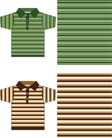 Boys Striped 3 Button Polo Shirt in Greens & Browns