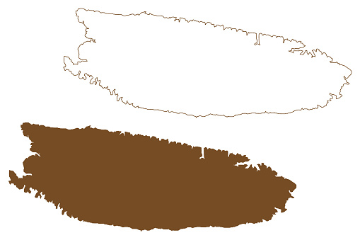 Brac island (Republic of Croatia, Dalmatian Archipielago, Adriatic Sea) map vector illustration, scribble sketch Bra map
