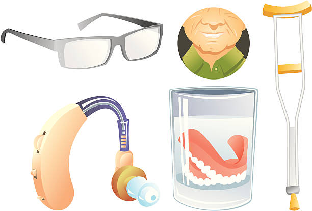 ilustraciones, imágenes clip art, dibujos animados e iconos de stock de equipo ortopédico - hearing aid