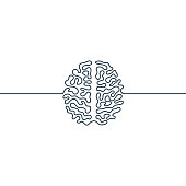 Brain continuous line icon. Mental health or medical design. Human nervous system. Vector illustration isolated on a white background.
