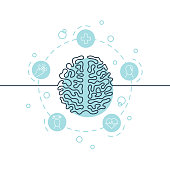 Brain continuous line icon. Design for psychotherapist, mental health clinics, neurologist. Vector illustration isolated on a white background.