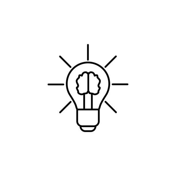 ilustrações de stock, clip art, desenhos animados e ícones de brain in a light bulb icon. element of sturt up icon for mobile concept and web apps. thin line brain in a light bulb icon can be used for web and mobile - sturm