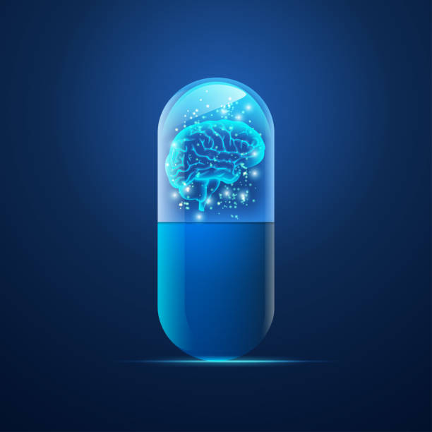 brain pill vector art illustration