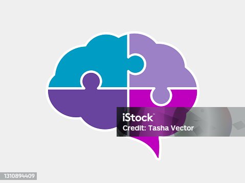 istock Brain puzzle icon. Colorful neurodiversity concept. Human mind complexity. 1310894409