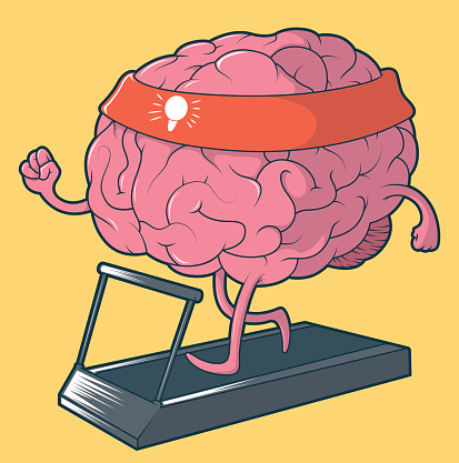 Brain running boosting the creativity vector illustration