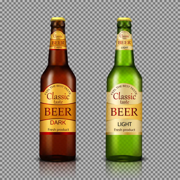ilustrações de stock, clip art, desenhos animados e ícones de branded bottles of beer realistic vector - empty beer bottle
