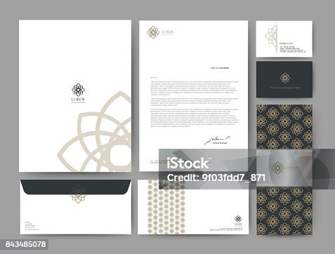 istock Branding identity template corporate company design, Set for business hotel, resort, spa, luxury premium logo, vector illustration 843485078