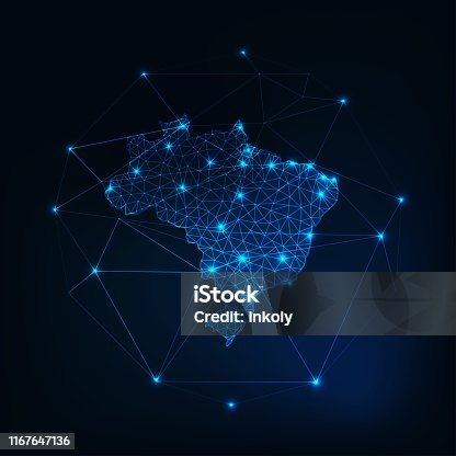 istock Brazil map outline with stars and lines abstract framework. 1167647136