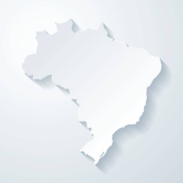 ilustrações, clipart, desenhos animados e ícones de mapa do brasil com papel corta efeito no fundo em branco - map brazil