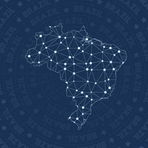 Brazil network, constellation style country map. Brazil network, constellation style country map. Classic space style, modern design. Brazil network map for infographics or presentation. istock images stock illustrations