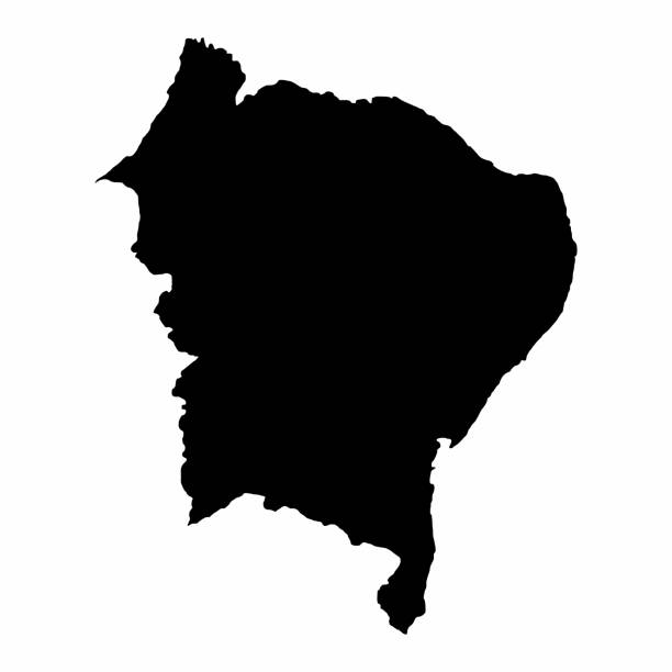 Brazil Northeast silhouette map Brazil Northeast dark silhouette map isolated on white background northeast stock illustrations