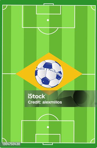 istock Brazil soccer field flag illustration design 1304750430
