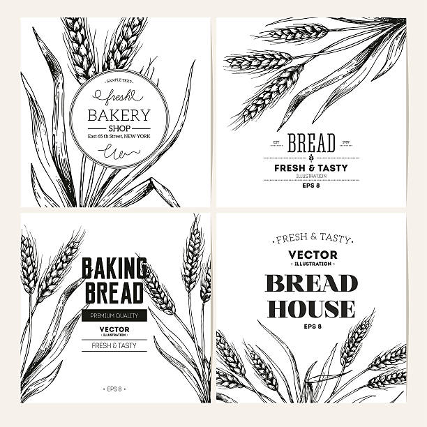 Bread design template collection. Banner set. Vector illustration EPS 8 bakery illustrations stock illustrations