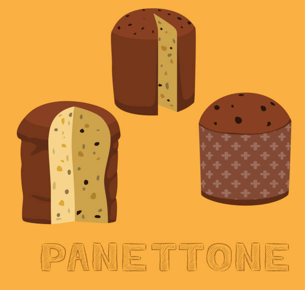 illustrazioni stock, clip art, cartoni animati e icone di tendenza di illustrazione vettoriale panettone tipo pane - panettone