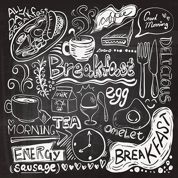 Breakfast doodle drawing Breakfast doodle drawing breakfast borders stock illustrations