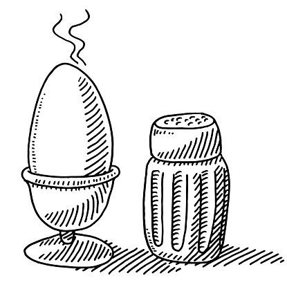 Breakfast Food Egg Salt Shaker Drawing