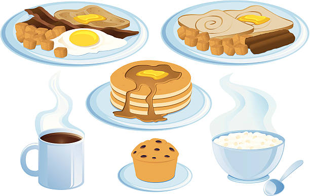 Breakfast food vector art illustration