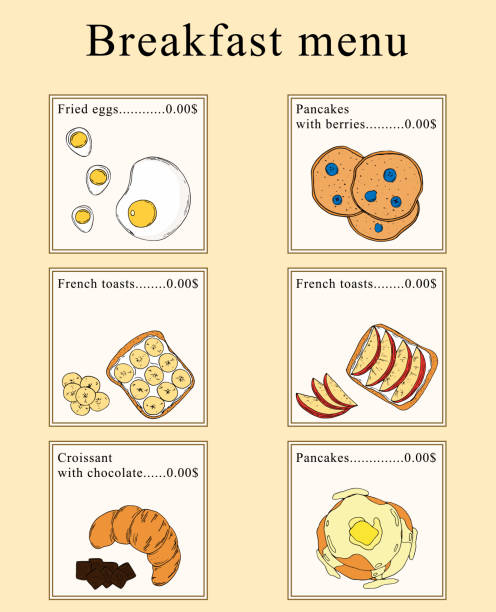 ilustrações de stock, clip art, desenhos animados e ícones de breakfast menu design. vector cartoon illustration. perfect for menu design. - rabanada