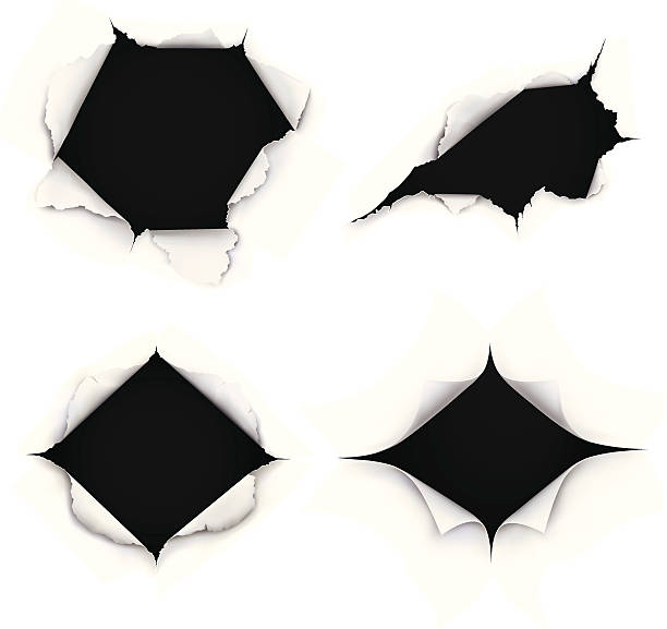 Breakthrough Paper Holes Set of Breakthrough Paper Holes. appearance stock illustrations
