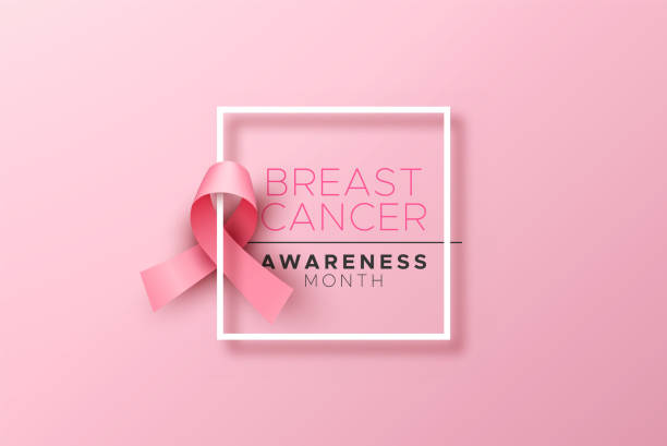 유방암 인식 3d 핑크 실크 리본 프레임 - breast cancer stock illustrations