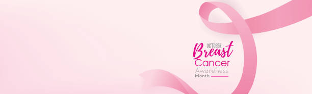 Breast cancer awareness campaign banner background with pink ribbon vector art illustration