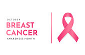 istock Breast Cancer awareness month card. Vector 1340795060