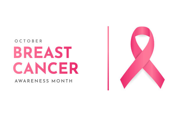 карта месяца осведомленности о раке молочной железы. вектор - breast cancer stock illustrations