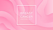 Breast cancer awareness month, vector illustration on wavy liquid geometric background. Title banner on the theme Breast cancer. Vector Illustration landing page abstract gradient background