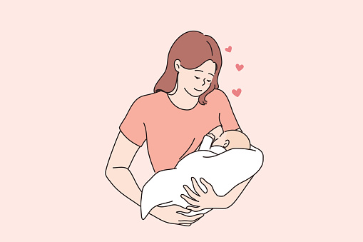 Breastfeeding, happy motherhood and childhood concept