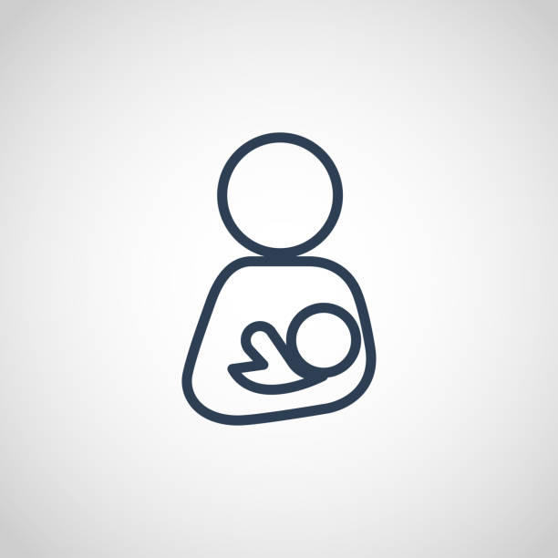 Breastfeeding mom and her newborn baby child vector icon illustration Breastfeeding mom and her newborn baby child vector icon illustration breastfeeding stock illustrations