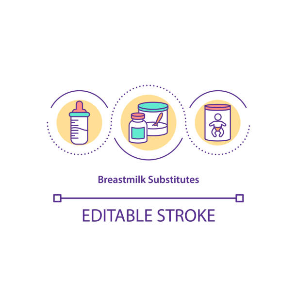 Breastmilk substitutes concept icon Breastmilk substitutes concept icon. Infant formula idea thin line illustration. Breastmilk alternative. Safe, adequate nutrition for babies. Vector isolated outline RGB color drawing. Editable stroke baby formula stock illustrations