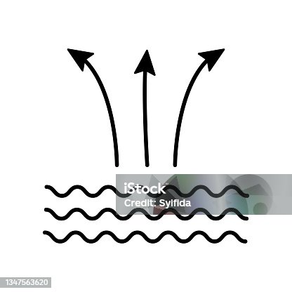 istock Breathable material, air vector icon, airflow symbol. Filtration waves. Linear simple 1347563620