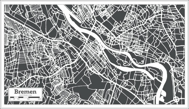 복고 스타일 브레멘 독일 도시 지도입니다. 개요 지도입니다. - 브레멘 stock illustrations