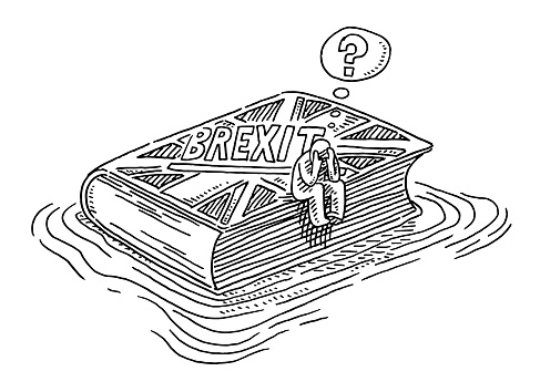 Brexit Book Floating In Water Uncertainty Concept Drawing