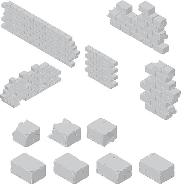 Brick Wall Construction A vector illustration of various brick wall elements for building and construction. Grouped and layered for easy editing. concrete clipart stock illustrations