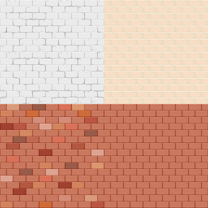 Brick wall set seamless pattern masonry background