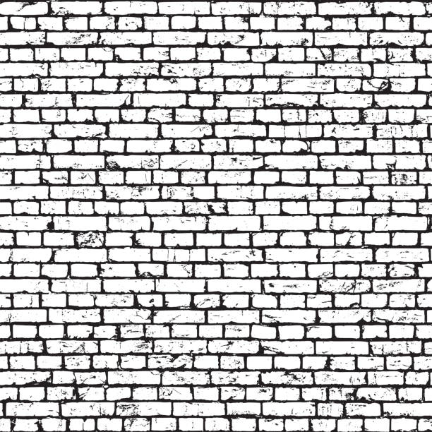 Brick wall texture, grunge background Vector seamless pattern brick stock illustrations