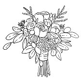 istock Bridal bouquet. Vector sketch  illustration. 1210343148