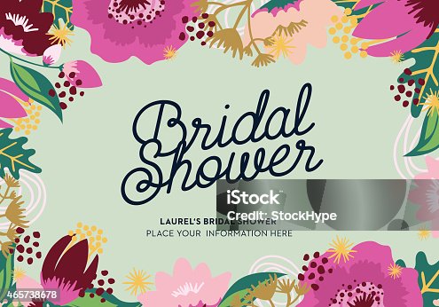 istock Bridal Shower Card with floral frame 465738678