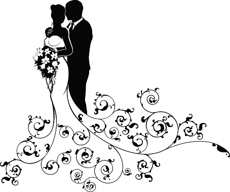 Bride and Groom Couple Wedding Silhouette Abstract