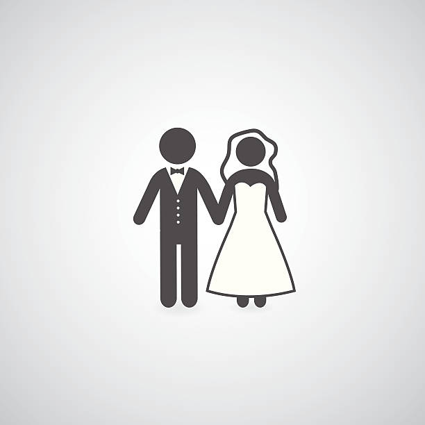 bride and groom symbol bride and groom symbol on gray background wedding icons stock illustrations