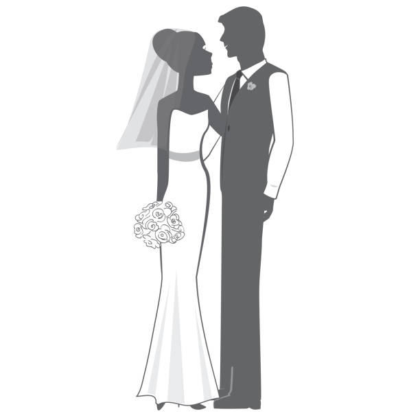 Bride and Groom A bride and groom on their wedding day. wedding silhouettes stock illustrations