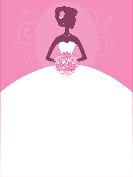 Bride Pretty in Pink vector art illustration