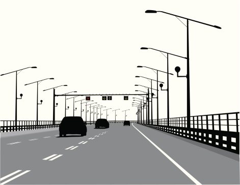 Bridge Crossing Vector Silhouette